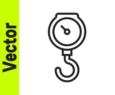 Siyah çizgi El ölçekli yay mekanik ikonu beyaz arkaplanda izole edildi. Vektör.