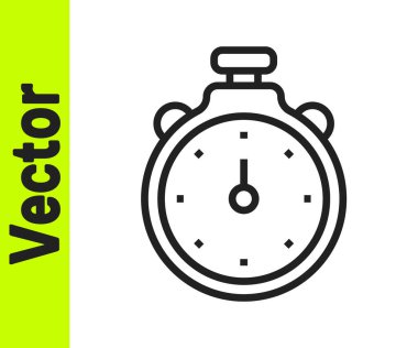 Siyah çizgi Stopwatch simgesi beyaz arkaplanda izole edildi. Zaman göstergesi. Kronometre işareti. Vektör.