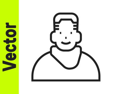 Berber dükkanındaki siyah çizgi müşterisi beyaz arka planda izole edilmiş. Vektör.