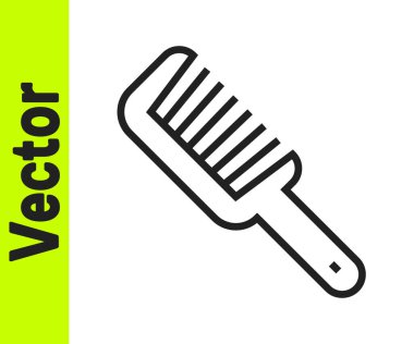 Beyaz arkaplanda siyah çizgi saç fırçası simgesi izole edildi. Taraklı saç işareti. Berber sembolü. Vektör.