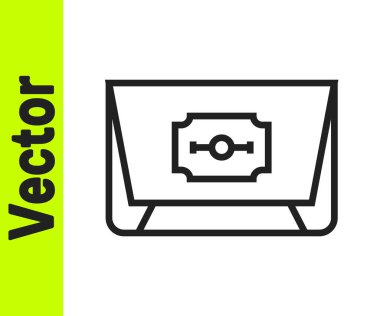 Siyah çizgi bıçaklı jilet ikonu beyaz arkaplanda izole edilmiş. Vektör.