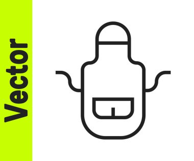 Siyah çizgi berber önlük simgesi beyaz arkaplanda izole edildi. Cepleri olan bir kuaför önlüğü. Vektör.