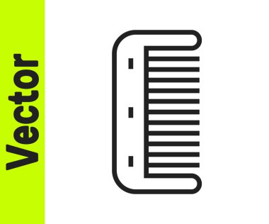 Beyaz arkaplanda siyah çizgi saç fırçası simgesi izole edildi. Taraklı saç işareti. Berber sembolü. Vektör.