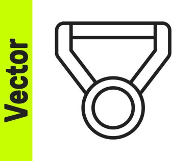 Beyaz arkaplanda siyah çizgi madalyası ikonu izole edildi. Kazanan sembol. Vektör.