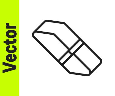 Beyaz arkaplanda siyah çizgi silici ya da kauçuk simgesi var. Vektör.