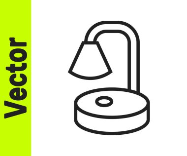 Beyaz arkaplanda siyah çizgi masa lambası simgesi izole edildi. Masa lambası. Vektör.