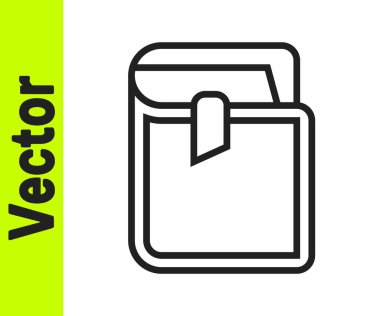 Siyah çizgi kitap simgesi beyaz arkaplanda izole edildi. Vektör.