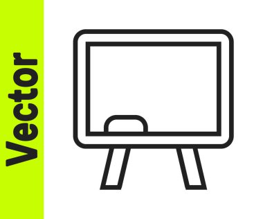 Beyaz arkaplanda siyah çizgi karton simgesi izole edildi. Okul karatahtası. Vektör.