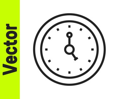 Siyah çizgi saat simgesi beyaz arkaplanda izole edildi. Zaman sembolü. Vektör.