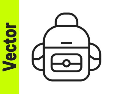 Siyah çizgi okul sırt çantası simgesi beyaz arkaplanda izole edildi. Vektör.