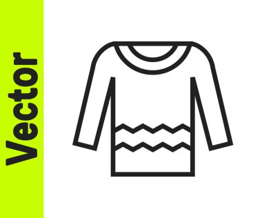 Siyah çizgi süveter simgesi beyaz arkaplanda izole edildi. Kazak ikonu. Vektör.