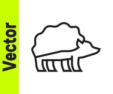 Siyah çizgili Kirpi simgesi beyaz arkaplanda izole edilmiş. Hayvan sembolü. Vektör.