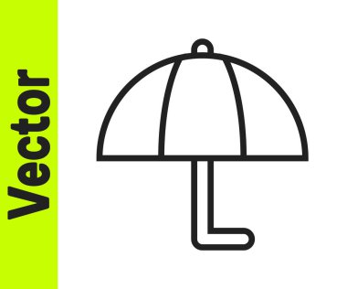 Beyaz arkaplanda siyah çizgi Umbrella simgesi izole edildi. Sigorta konsepti. Su geçirmez ikon. Koruma, güvenlik, güvenlik kavramı. Vektör.