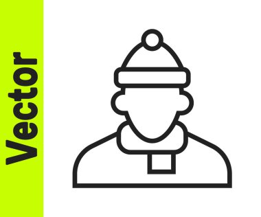 Siyah çizgi sonbahar giysi simgesi beyaz arkaplanda izole edildi. Vektör.