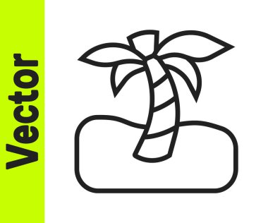 Siyah çizgi tropikal palmiye ağacı simgesi beyaz arkaplanda izole edilmiş. Hindistan cevizi palmiyesi. Vektör.