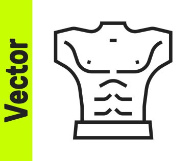 Siyah çizgi vücut geliştiricisi beyaz arka planda izole edilmiş kas simgesini gösteriyor. Formda kalmak, güçlü sağlık hobisi kavramı. Vektör.