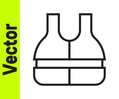 Siyah çizgi Hayat Ceketi simgesi beyaz arkaplanda izole edildi. Can yeleği ikonu. Olağanüstü bir spor. Spor malzemeleri. Vektör.