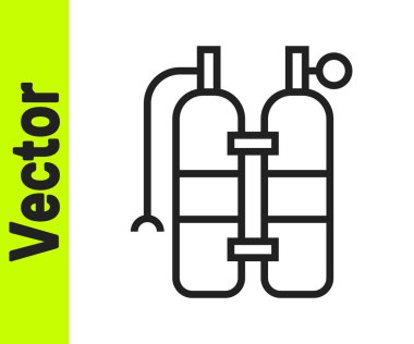 Aqualung simgesi beyaz arkaplanda izole edildi. Dalgıçlar için oksijen tüpü. Dalış ekipmanları. Olağanüstü bir spor. Spor malzemeleri. Vektör.