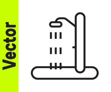 Beyaz arka planda siyah çizgi plaj duş ikonu izole. Vektör.