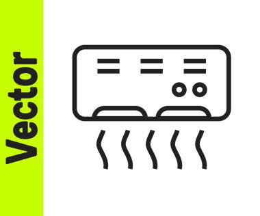 Siyah çizgi klima simgesi beyaz arka planda izole edildi. Sistemin havalandırmasını böl. Soğuk ve soğuk iklim kontrol sistemi. Vektör.