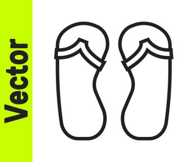 Siyah çizgi döndürme simgesi beyaz arkaplanda izole edildi. Plaj terlikleri tabelası. Vektör.