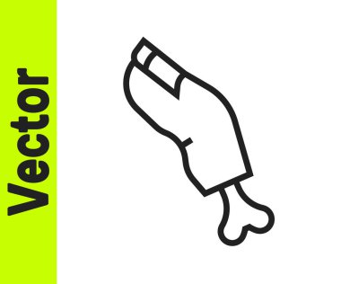 Siyah çizgi korkunç zombi parmak ikonu beyaz arka planda izole edilmiş. Mutlu Cadılar Bayramı Partisi. Vektör.