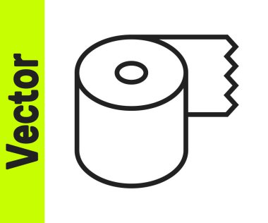 Siyah çizgi tuvalet kağıdı rulo simgesi beyaz arkaplanda izole edildi. Vektör.