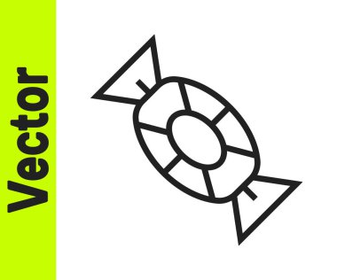 Siyah çizgi Candy simgesi beyaz arkaplanda izole edildi. Mutlu Cadılar Bayramı Partisi. Vektör.