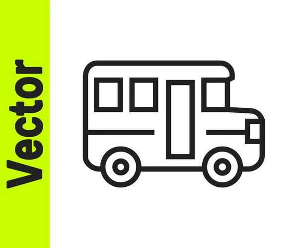 Linha Preta Ícone Ônibus Escolar Isolado Fundo Branco Símbolo Transporte — Vetor de Stock
