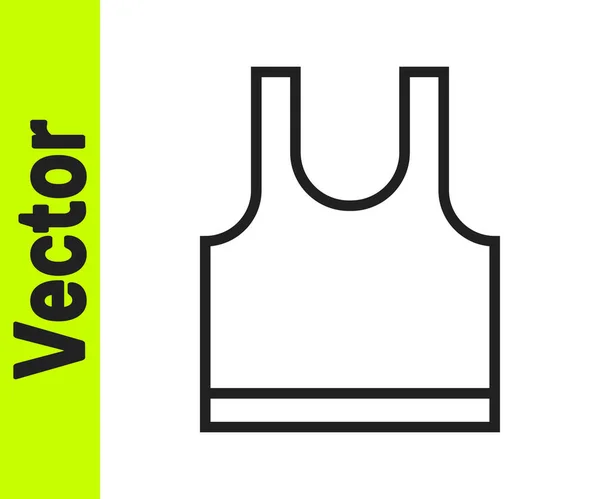 Ligne Noire Icône Shirt Sans Manches Isolé Sur Fond Blanc — Image vectorielle
