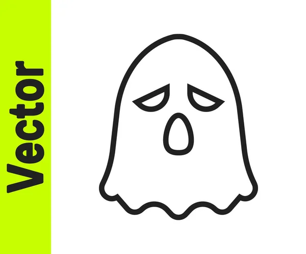 Línea Negra Icono Fantasma Aislado Sobre Fondo Blanco Feliz Fiesta — Vector de stock