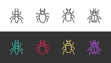 Çizgi Karınca, Böcek geyiği, böcek ve siyah beyaz. Vektör