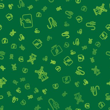 Çizgi konumunu yaprak, rüzgar türbini ve elektrik prizi ile ayarlayın. Vektör