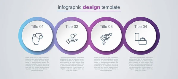 Fej Szívvel Szív Kézben Nem Gyémánt Eljegyzési Gyűrű Üzleti Infografikai — Stock Vector