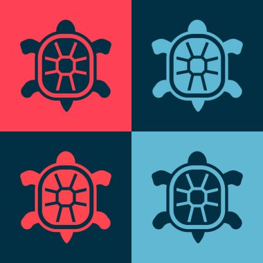 Pop Art Turtle simgesi renk arkaplanında izole edilmiş. Vektör.