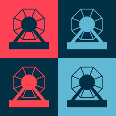 Pop Art Loto Makinesi simgesi renk arkaplanında izole edildi. Lotto bingo şans oyunu konsepti. Çarkıfelek keyfi. Vektör.