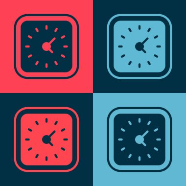 Pop Art Clock simgesi renk arkaplanında izole edildi. Zaman sembolü. Vektör.