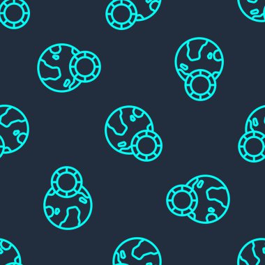 Yeşil çizgi kumarhane çipleri ikonu mavi arka planda izole edilmiş kusursuz desen. Kumarhane kumarı. Vektör.