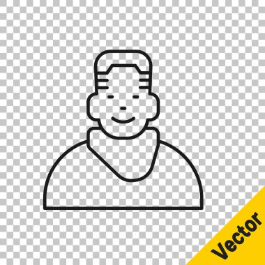 Berber dükkanı simgesindeki siyah çizgi istemcisi şeffaf bir arkaplanda izole edilmiş. Vektör.