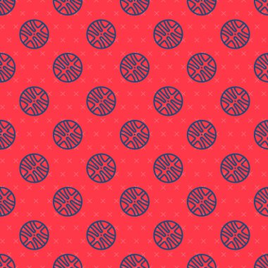 Mavi çizgi basketbol ikonu kırmızı arkaplanda izole edilmiş pürüzsüz desen. Spor sembolü. Vektör.