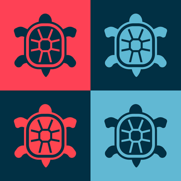 Pop art Turtle icon isolated on color background.  Vector.