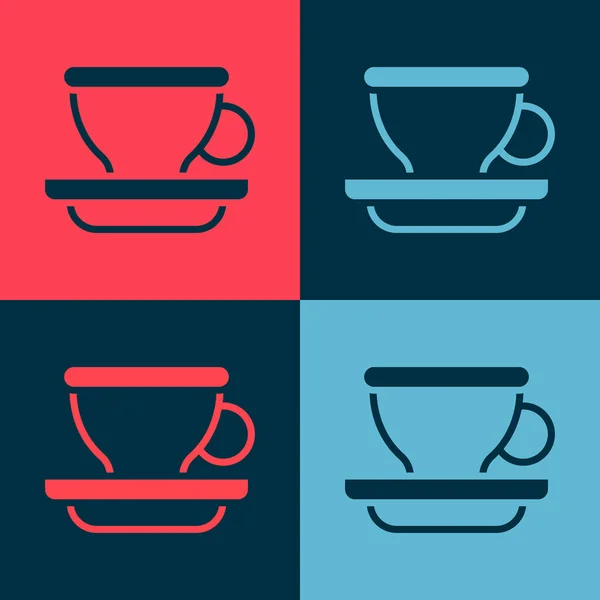 Pop Art Coffee Cup Icon Isolated Color Background Tea Cup — Stock Vector
