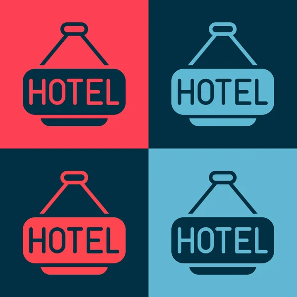 Pop Art Signboard Szabadtéri Reklám Szöveggel Hotel Ikon Elszigetelt Színes — Stock Vector