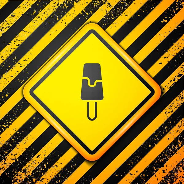 Black Ice Symbol Isoliert Auf Gelbem Hintergrund Süßes Symbol Warnzeichen — Stockvektor