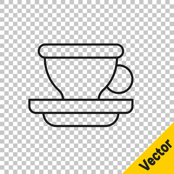 Black Line Coffee Cup Icon Isolated Transparent Background Tea Cup — Stock Vector