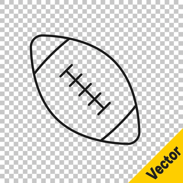 Black Line American Football Ball Icon Isolated Transparent Background Rugby — Stock Vector