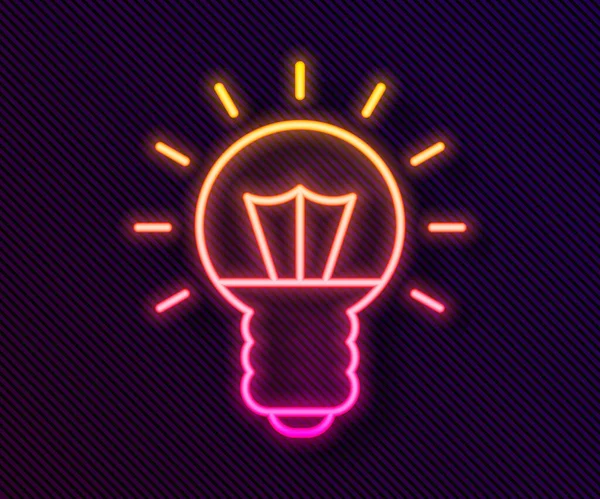 Glowing Neon Line Light Bulb Concept Idea Icon Isolated Black — Stock Vector