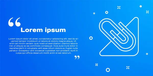 白線青の背景に分離されたペーパークリップアイコン ベクトル — ストックベクタ