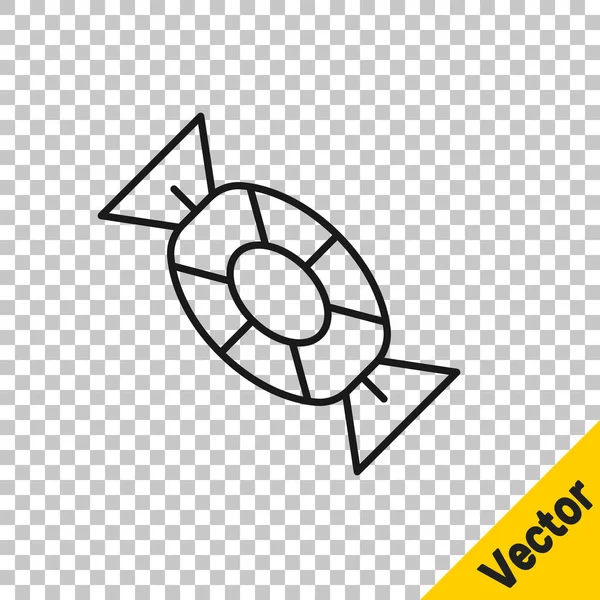 Schwarze Linie Süßigkeiten Symbol Isoliert Auf Transparentem Hintergrund Frohe Halloween — Stockvektor