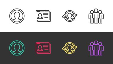 Satır Oluştur Hesap Ekranı, Özgeçmiş, İnsan Kaynakları ve Kullanıcılar Grubu 'nu siyah beyaz olarak ayarla. Vektör